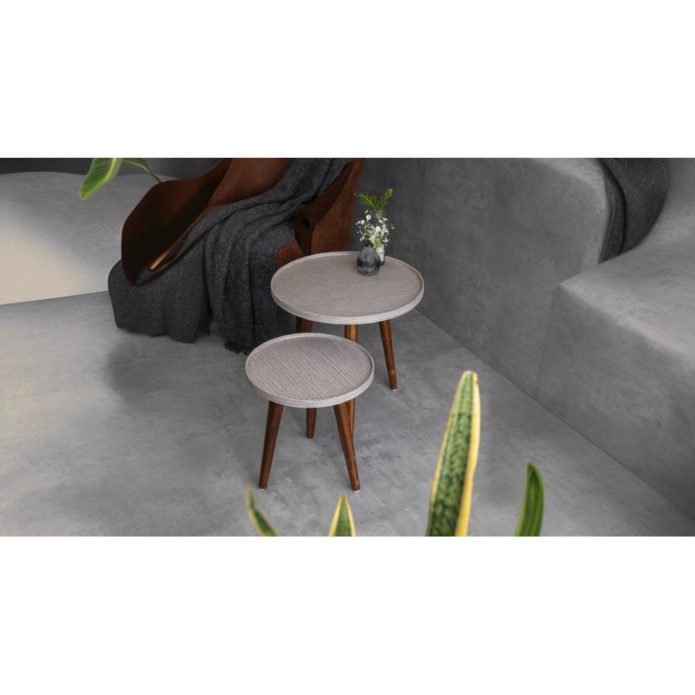 Weave Round Nesting Tables with Wooden Legs, Side Tables, Wooden Tables, Living Room Decor by A Tiny Mistake