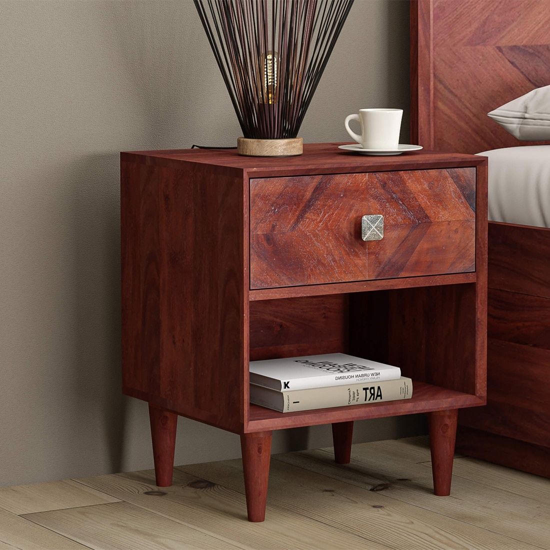 Dado Bedside Table in Autumn Brown Finish