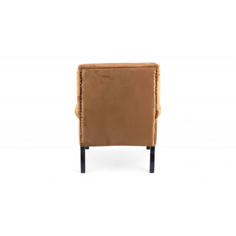 Arista Sheesham Wood Set of 2 Accent Chair in Taupe Brown Velvet Upholstery