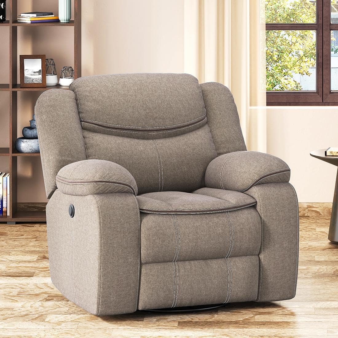 Atticus Single Seater Motorized Swivel Rock Recliner Premium Chenille Fabric