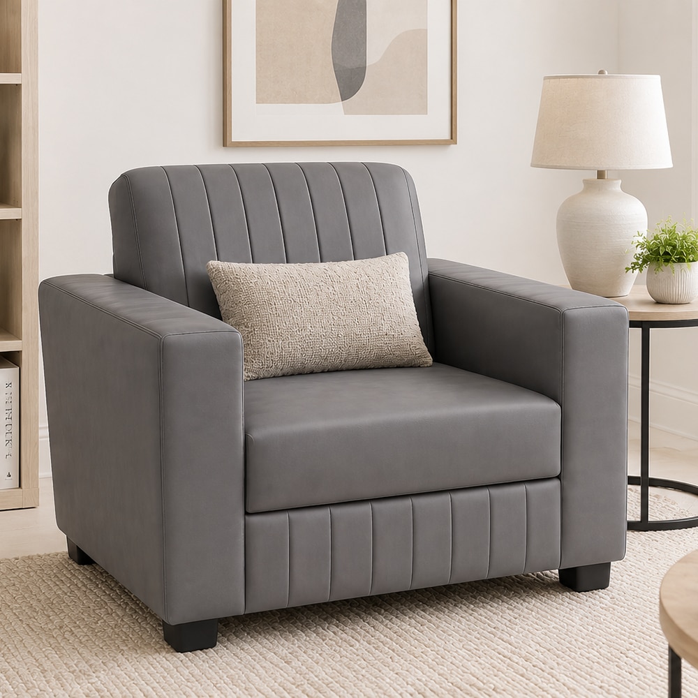 Serene 1 Seater Sofa In Leatherette Grey Color - AIAN Enterprises
