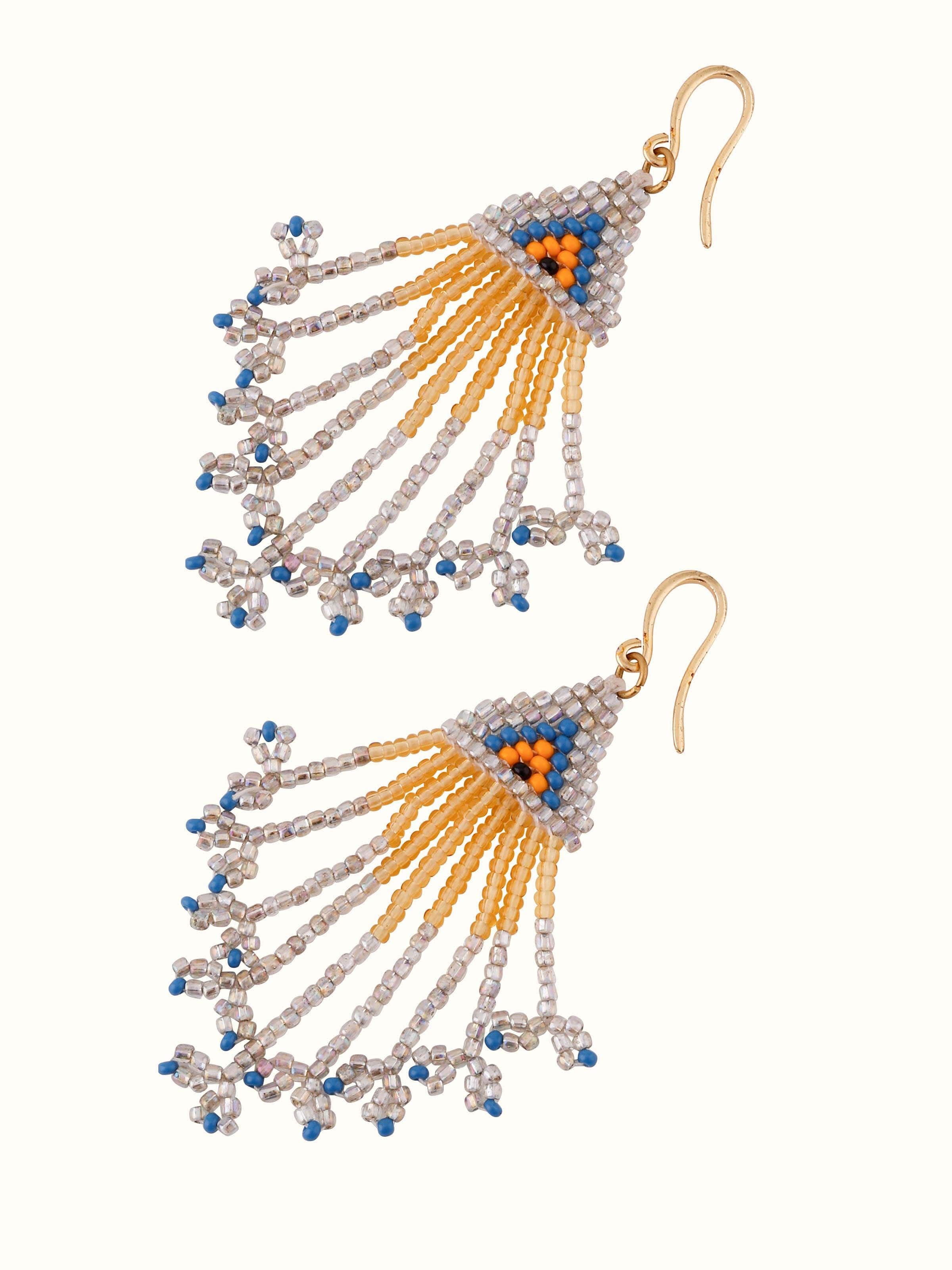 Back view of Glass Bead Drop Earrings highlighting the secure setting and elegant design by Swadesh