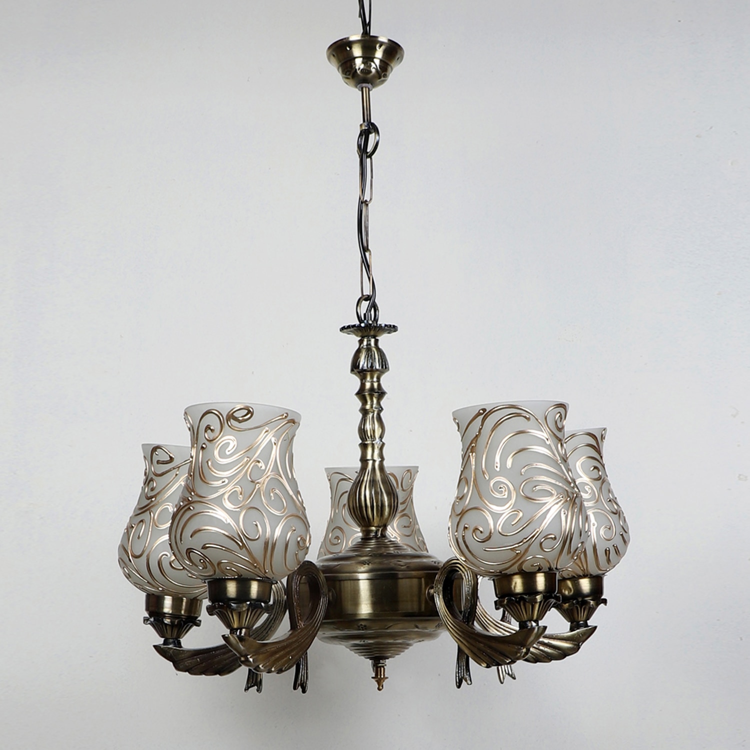 Devansh Gold Antique Wall Mounted Lamp With Off-White Cotton Shade