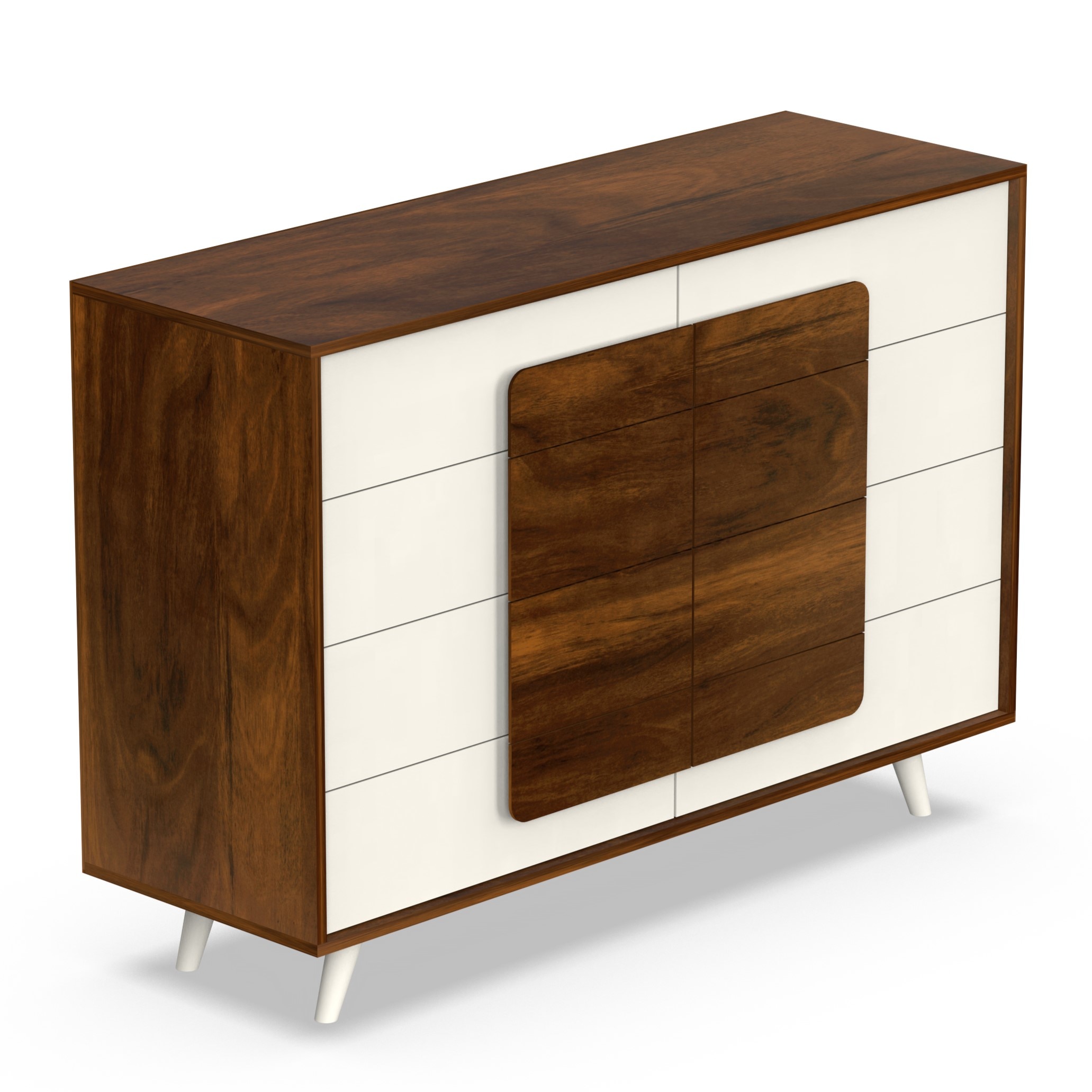 BLUEWUD Mayrone Large Engineered Wood Multipurpose Modular Chest of Drawers, Wooden Drawer Storage Organizer Cabinet for Living Room Bedroom Home Furniture (Brown Maple & White)