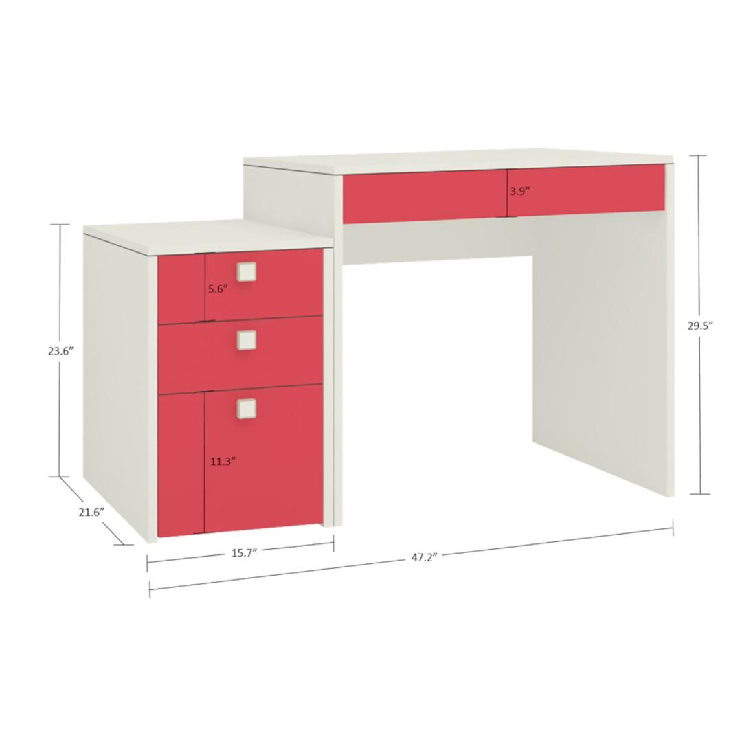Eskada Kids Study Desk cum Printer Table with 4 Drawers in Strawberry Pink Colour
