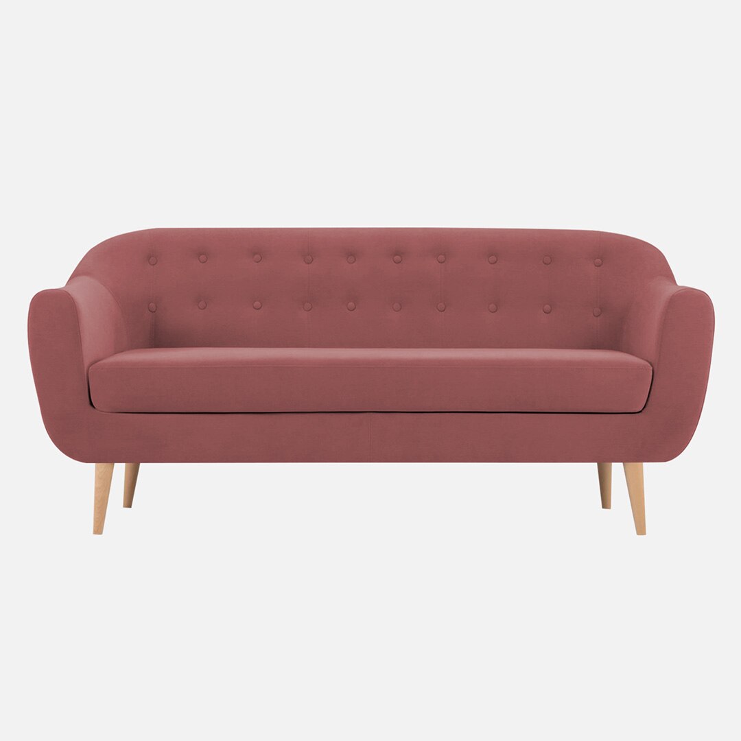 Colam Velvet 3 Seater Sofa in Pink Colour
