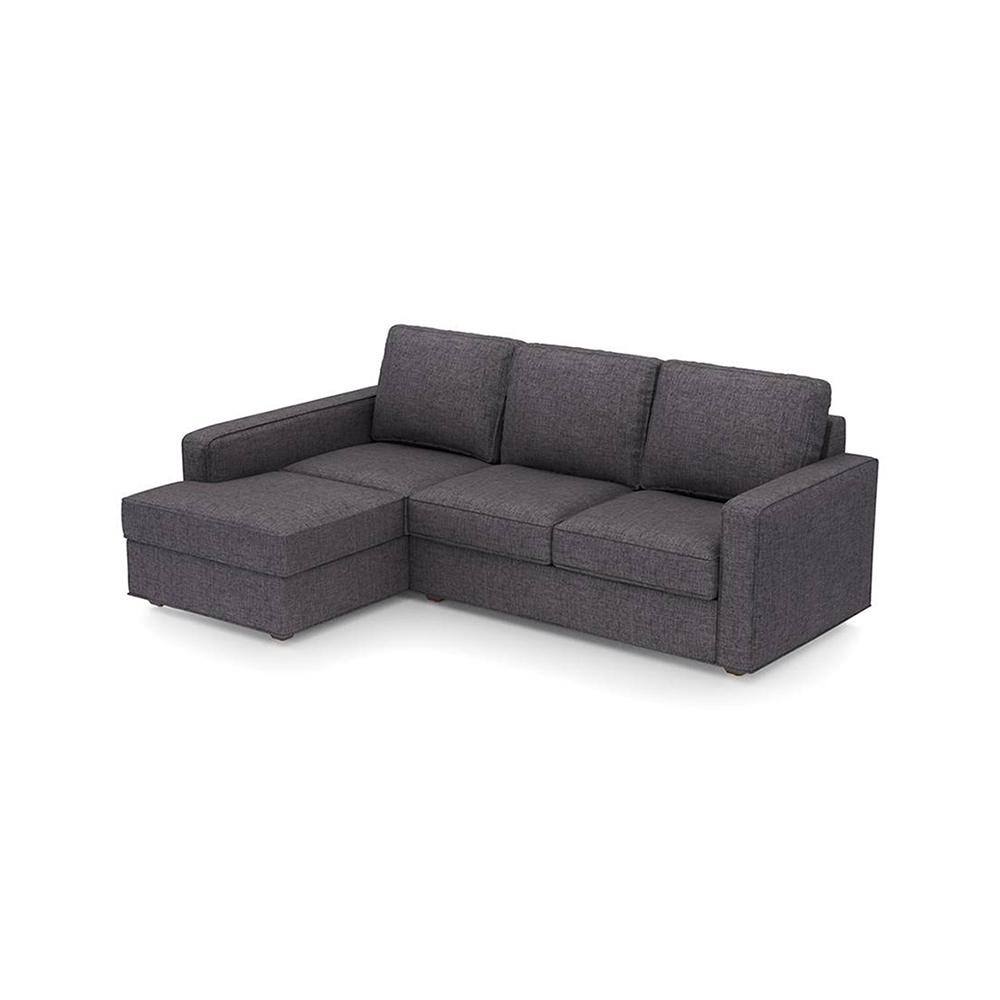 Apollo Sofa (Colour : Steel, Cushion : Hard, Back Type : Regular, Seating Capacity : Left Aligned 2 Seater + Left Aligned Chaise + Ottoman)
