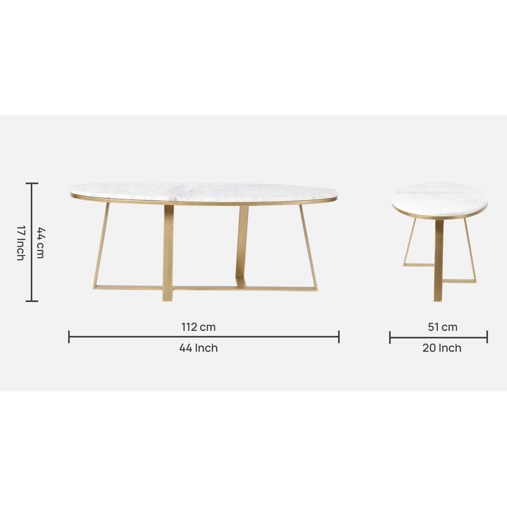 Franklin Marble Coffee Table In Gold Finish