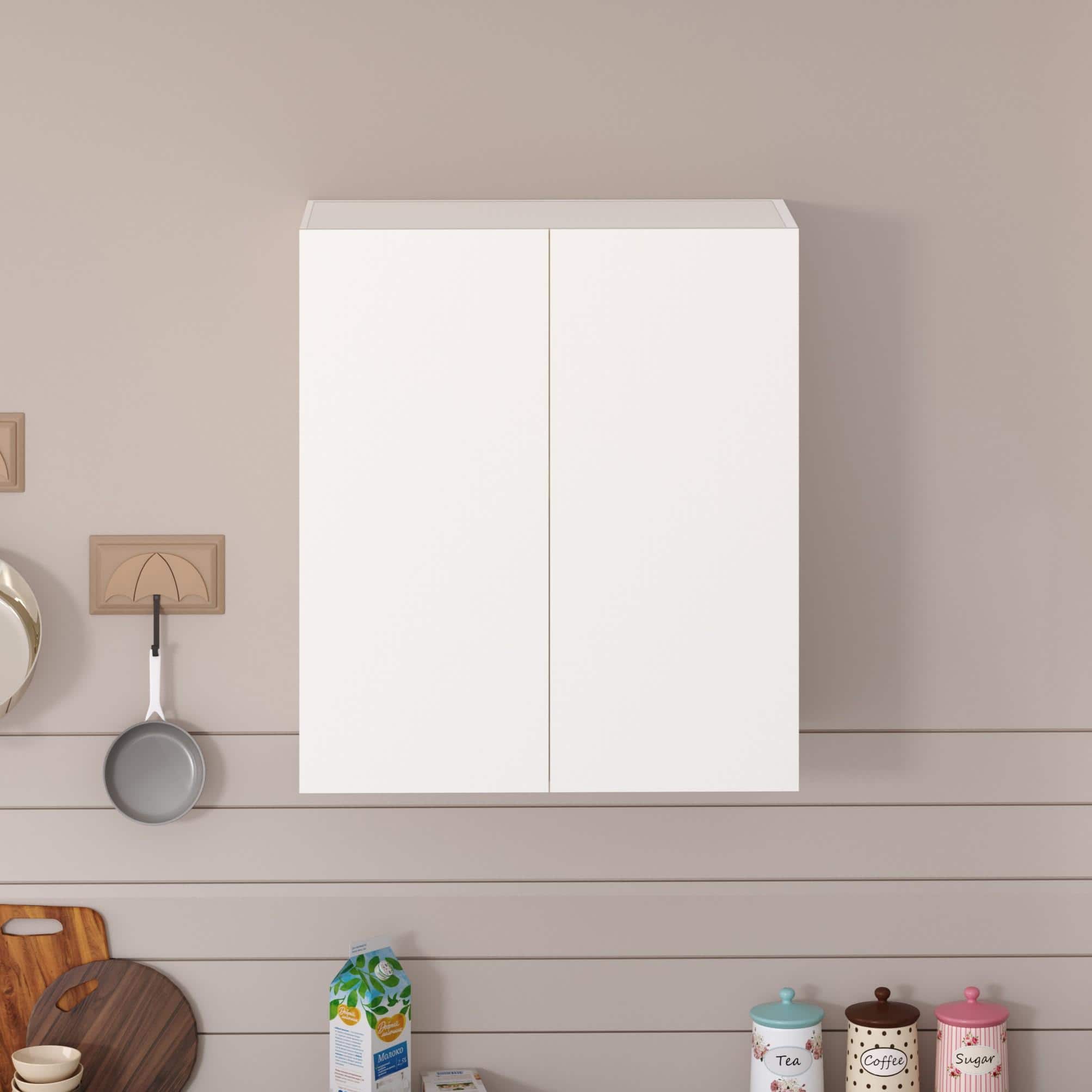 Opryt Engineered Wood Wall Mounted Kitchen Cabinet Rack In White Finish