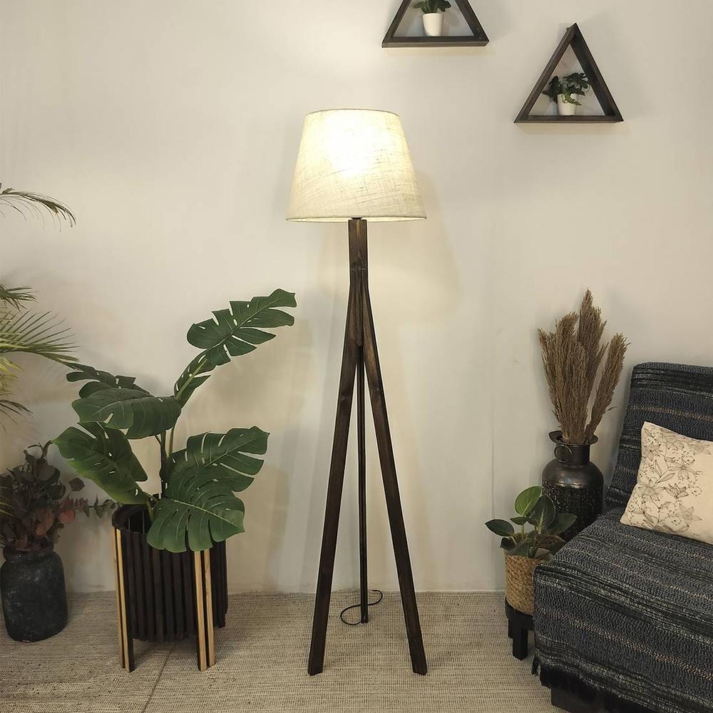 Triune Beige Jute Floor Lamp with Beige Jute Base