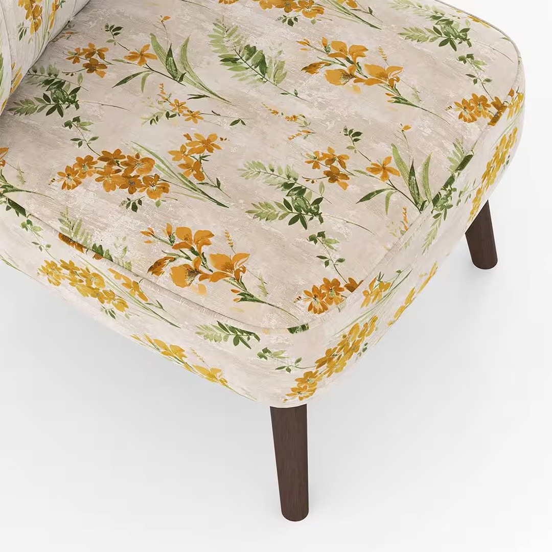Grace Lounge Chair in Mustard Floral Colour
