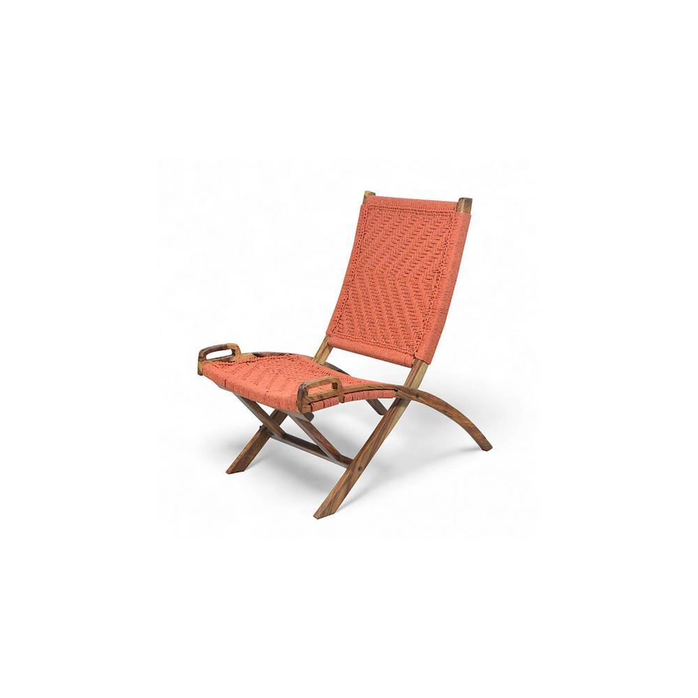 Natwest Sheesham Wood Relaxing Maachi Chair in Orange Canning