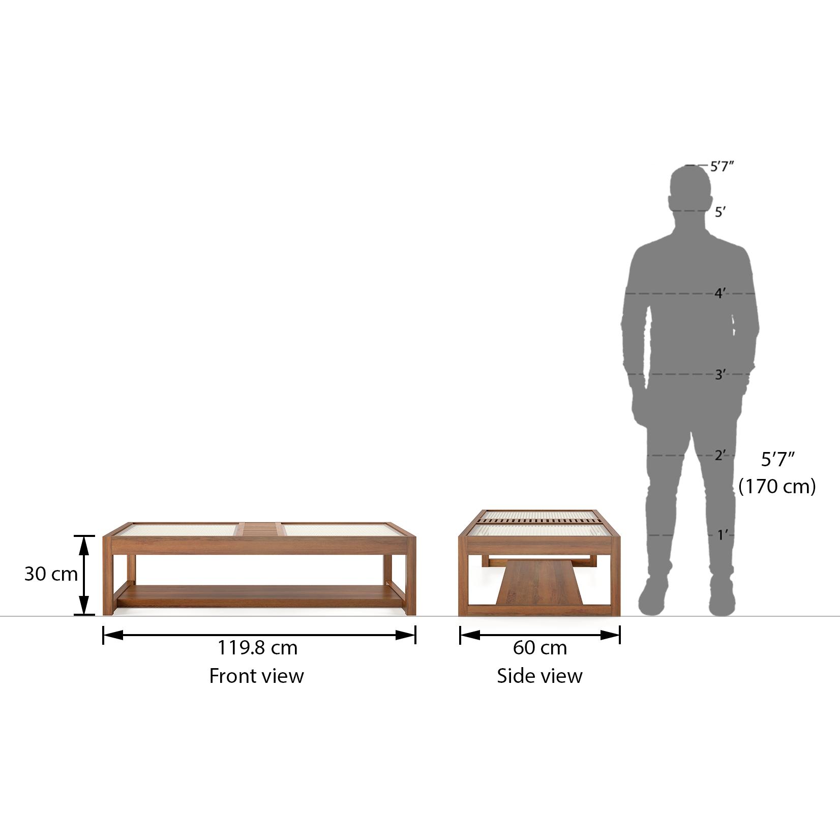 Fujiwara Rectangular Solid Wood Coffee Table In Amber Walnut Finish