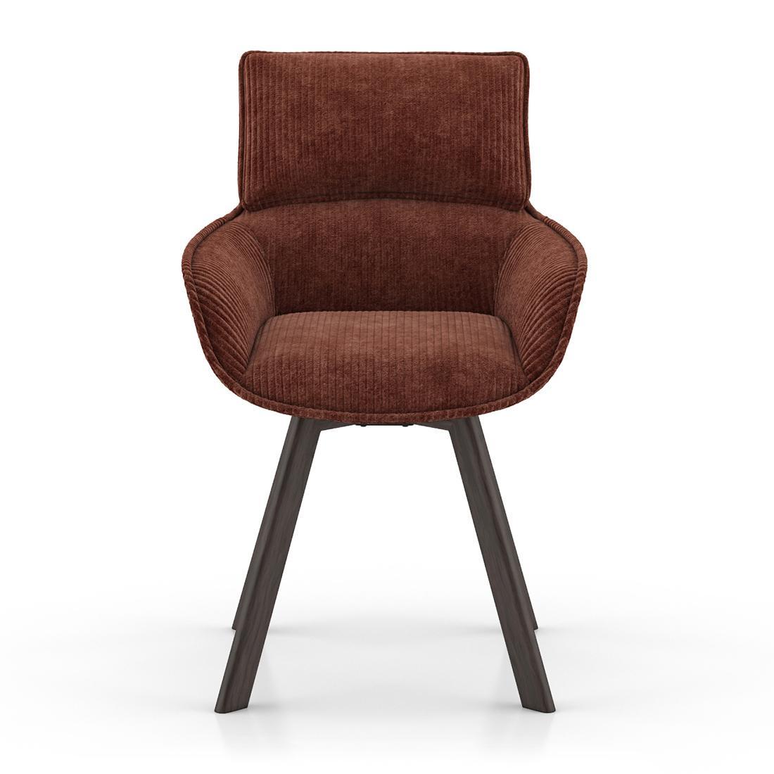 Zaida 6 Seater Dining Table With Set Of 6 Bren Swivel Dining Chairs (Colour- Auburn, Finish- Glass)