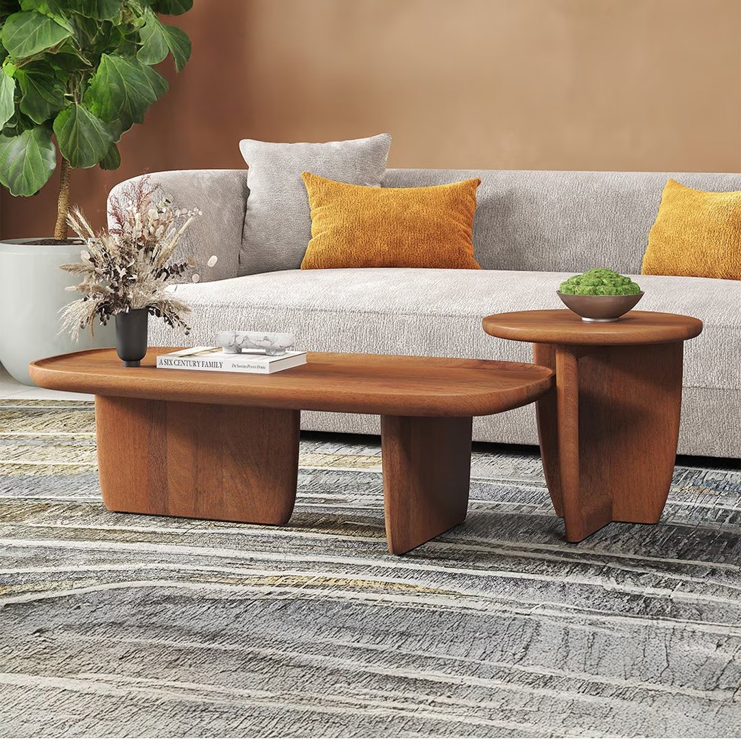 Kaya Solid Wood Side Table In Amber Walnut Finish - Urban Ladder