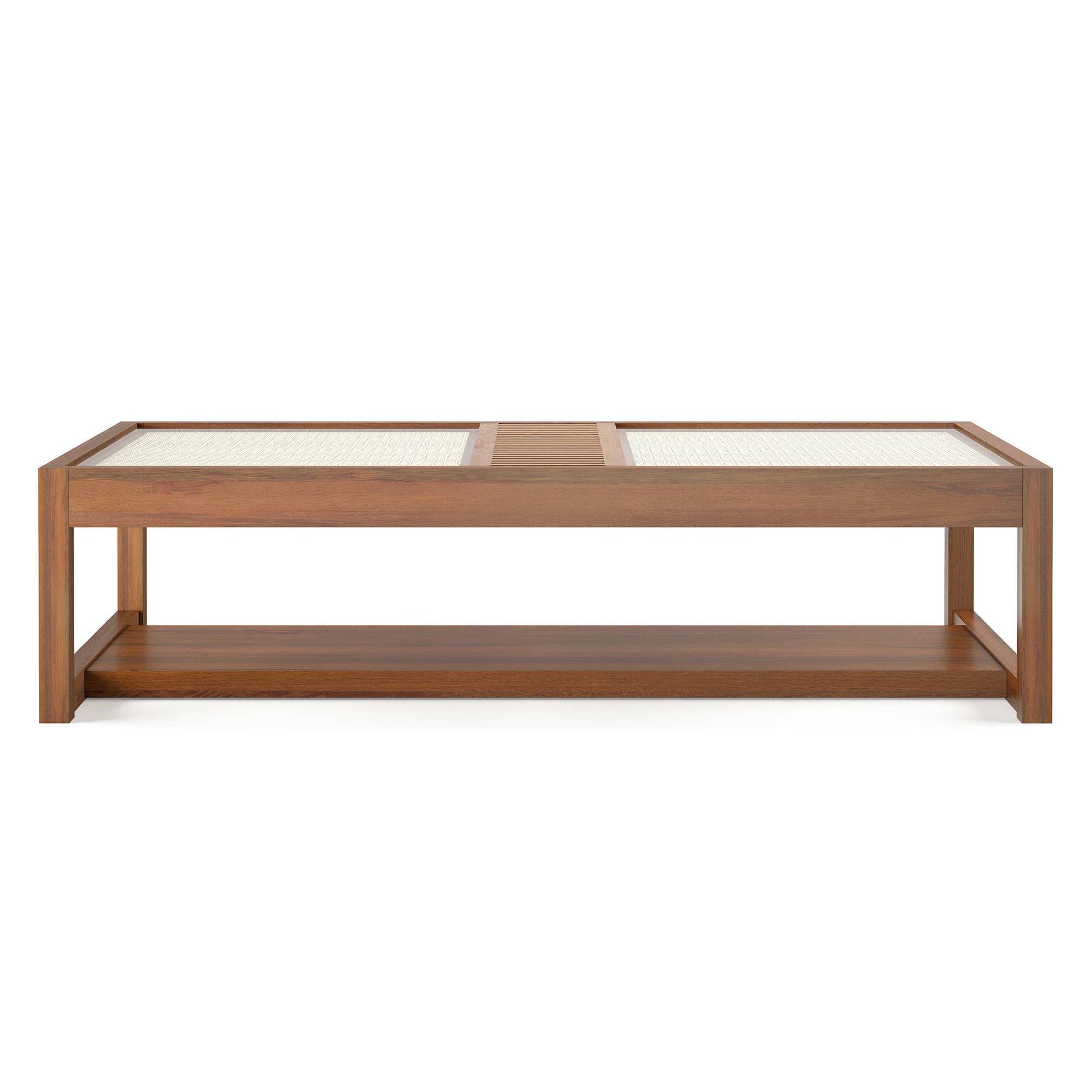 Fujiwara Rectangular Solid Wood Coffee Table In Amber Walnut Finish