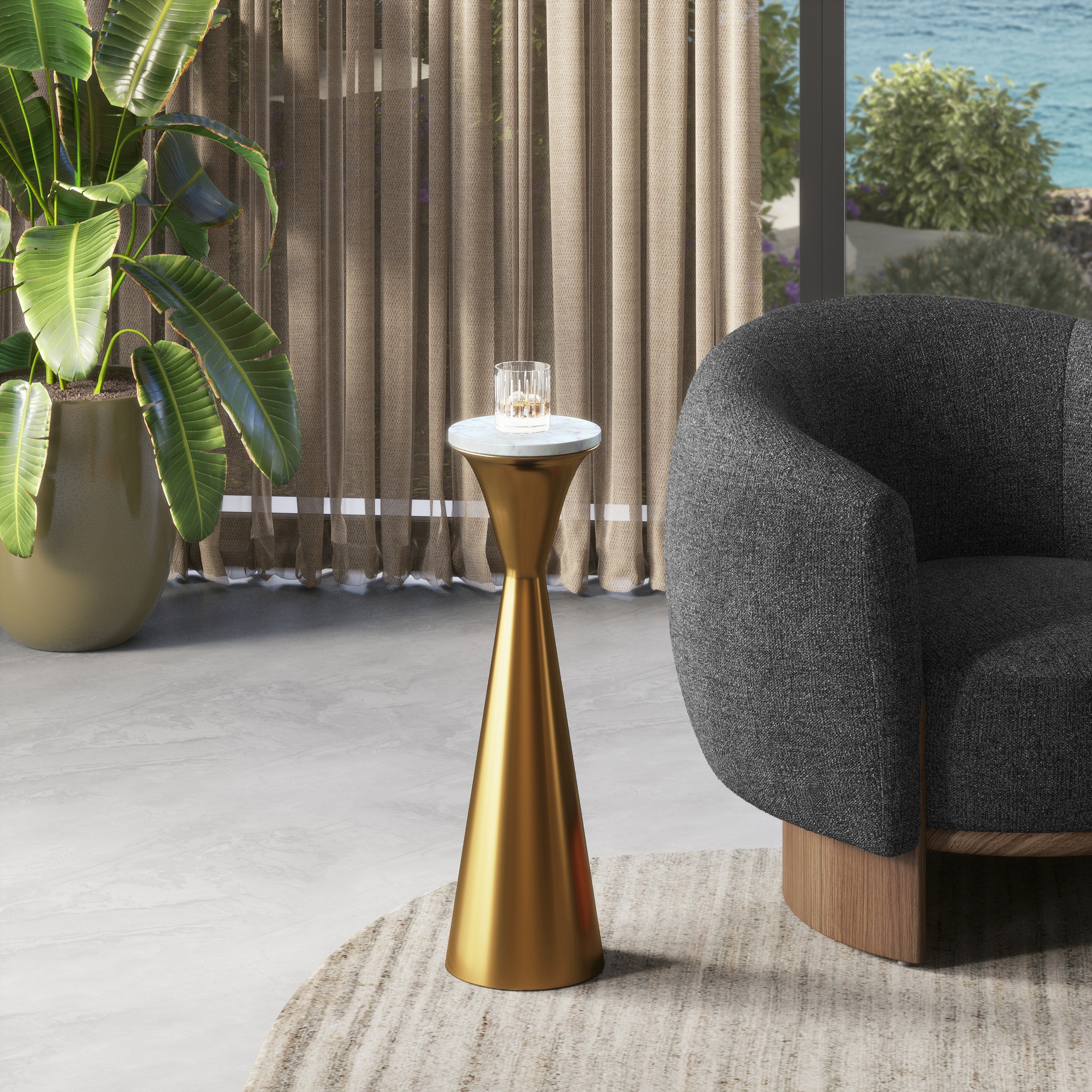 Rossini Drink Table In Gold Finish