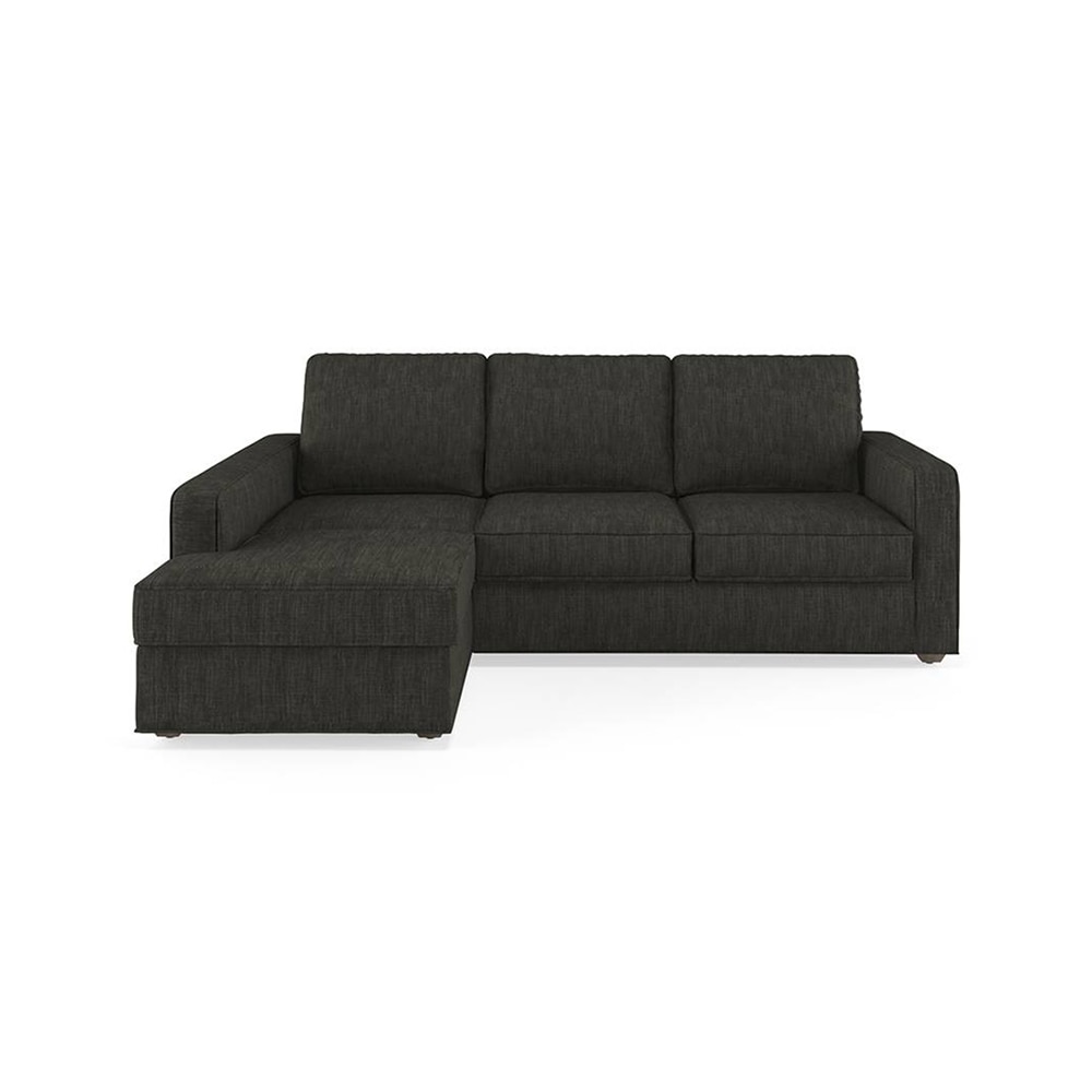 Apollo Compact Sofa (Colour : Graphite Grey, Cushion : Hard, Back Type : Regular, Seating Capacity : Left Aligned 2 Seater + Left Aligned Chaise + Ottoman)