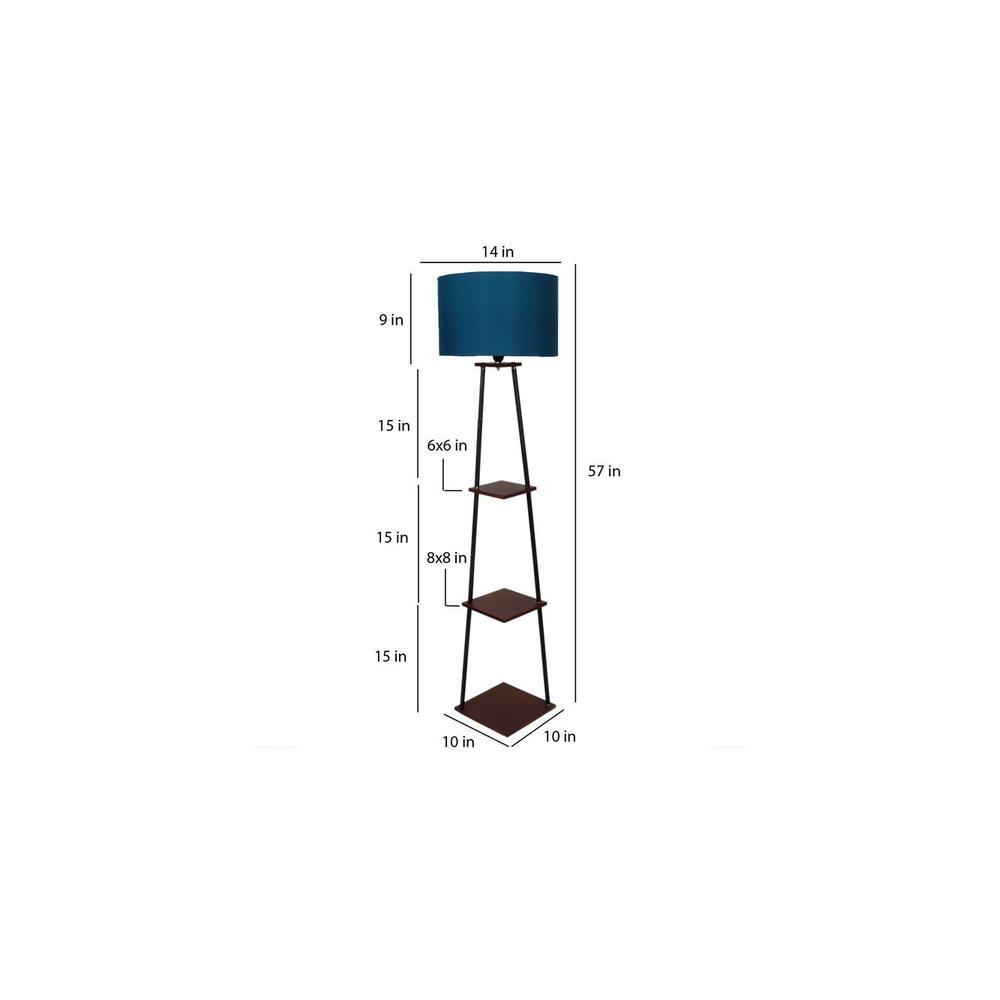 Rosemary Blue Cotton Floor Lamp with Solid Wood