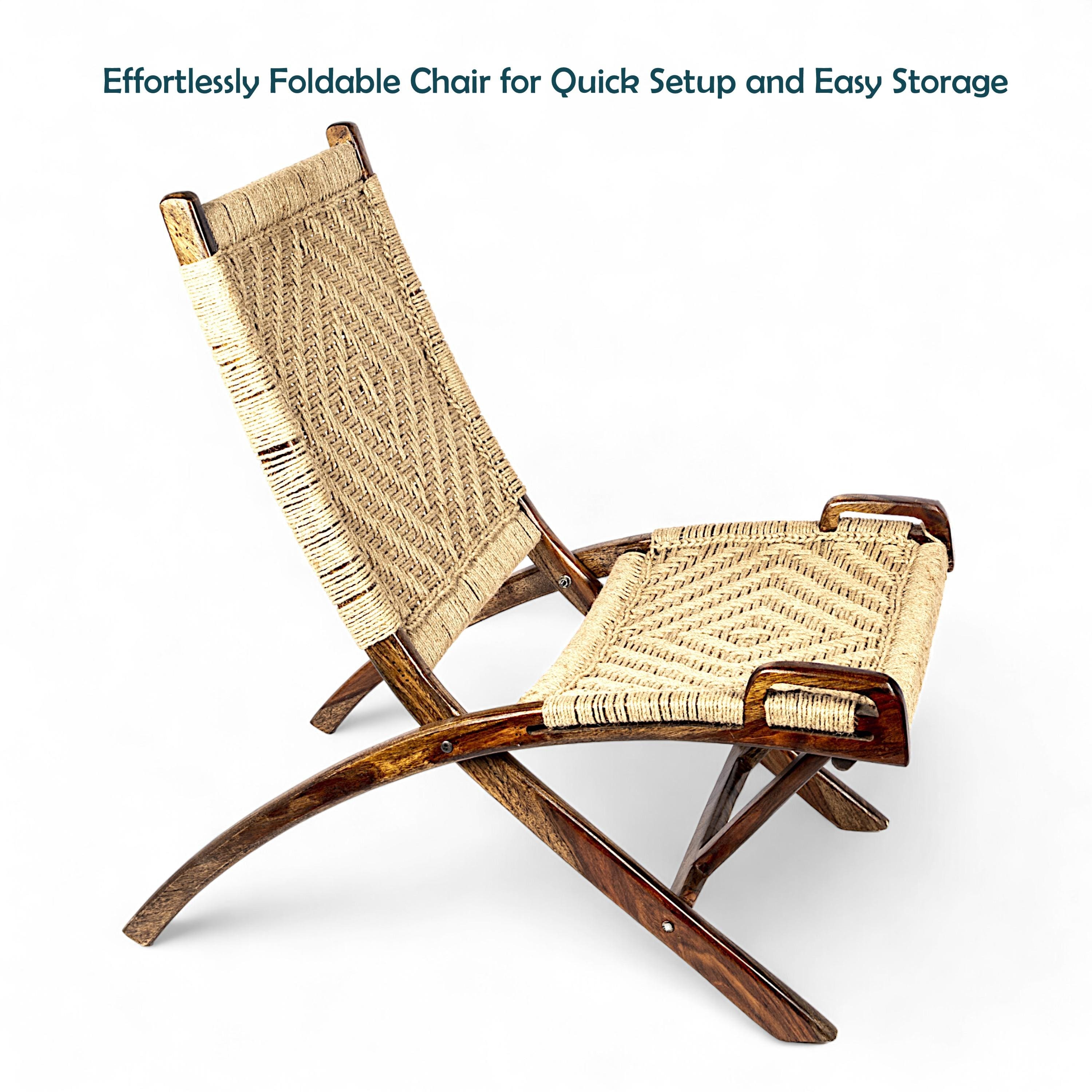 Natwest Sheesham Wood Relaxing Maachi Chair in Jute Rope Canning