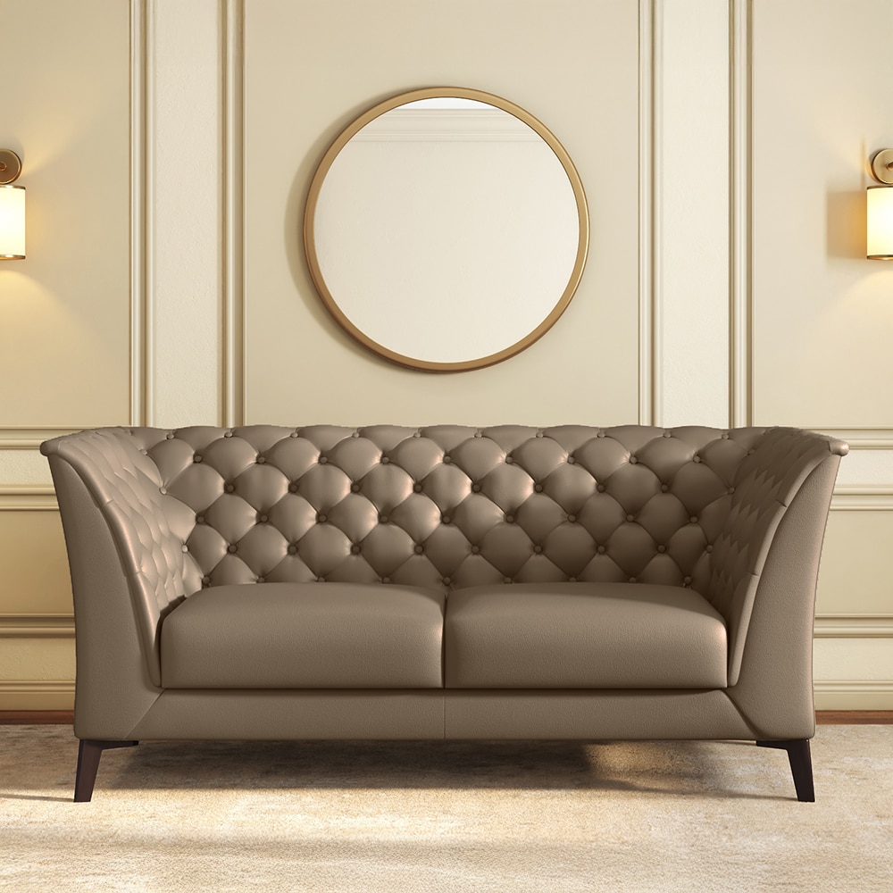 Weston 2 Seater Half Leather Sofa In Dark Truffle Italian Leather