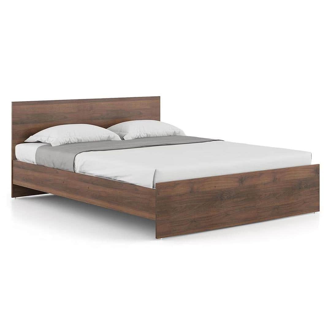 Zoey Engineered Wood Queen Size Bed In Classic Walnut Finish