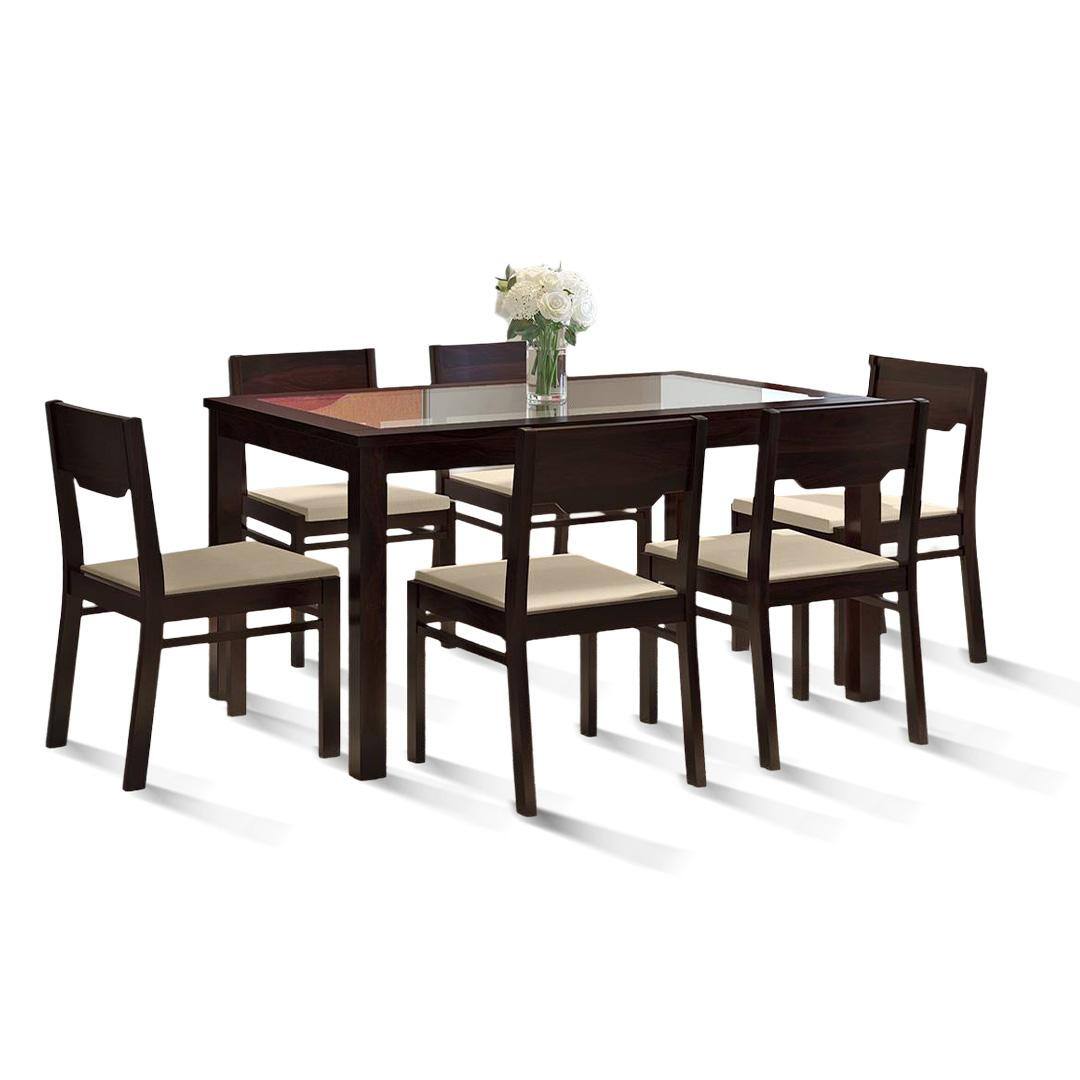 Floyd 6 Seater Dining Table Glass Top With Set Of 6 Kerry Dining Chairs