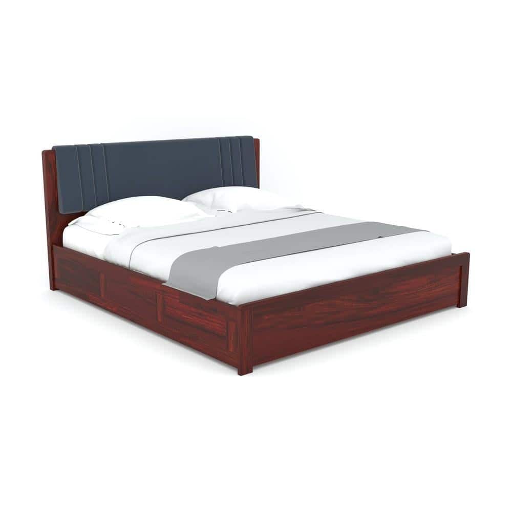Nahiri Sheesham Wood Queen Size Bed In Honey Oak Finish With Box Storage