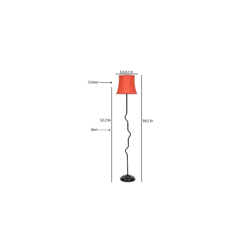 Etta Orange Fabric Floor Lamp with Black Iron Base