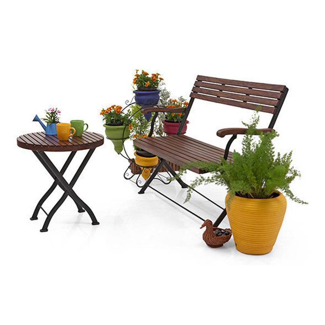Masai Solid Wood Bench In Dark Teak Finish