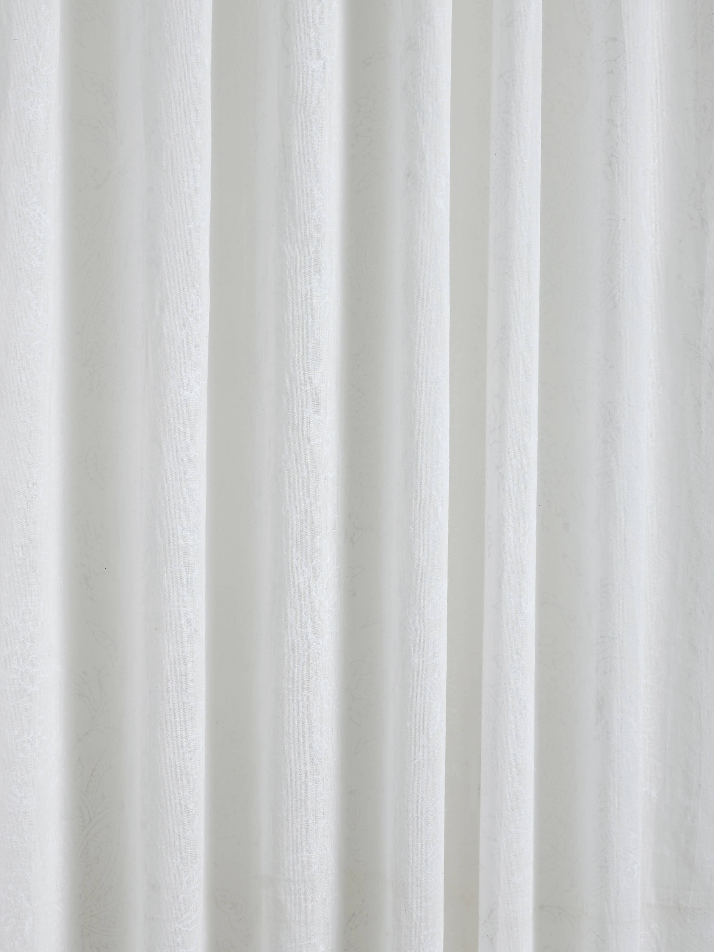 Kairavam White Floral Cotton Sanganeri Hand Block Printed Curtain (7 Ft)