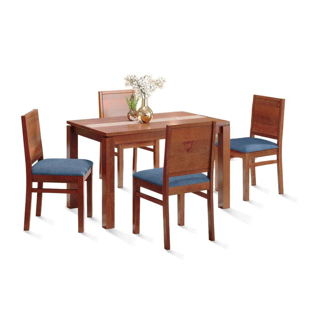 Atlas Crest Solid Wood 4 Seater Dining Table With Atlas Dining Chairs Set