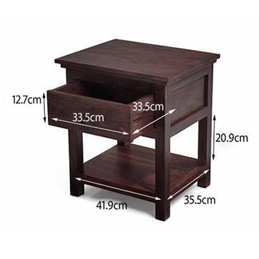 Snooze Solid Wood Bedside Table in Mahogany Finish