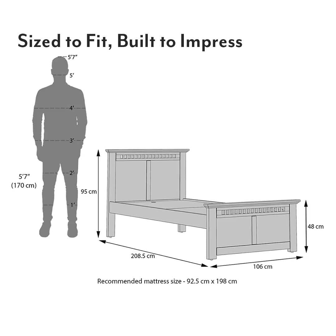 Fidora Solid Wood Single Size Non Storage Bed in Mahogany Finish