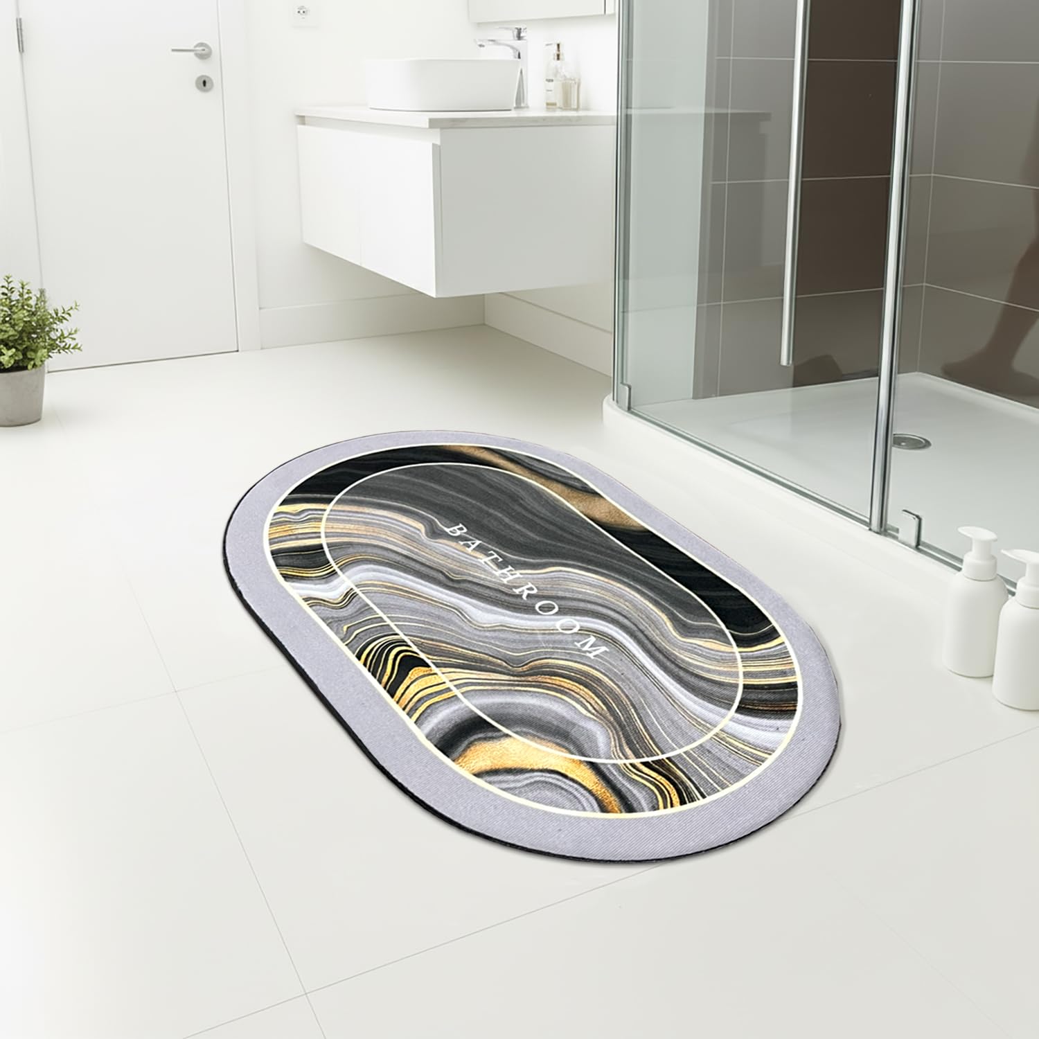 Luxe Home Swirl Design Rubber Doormat-(35x58 cm)