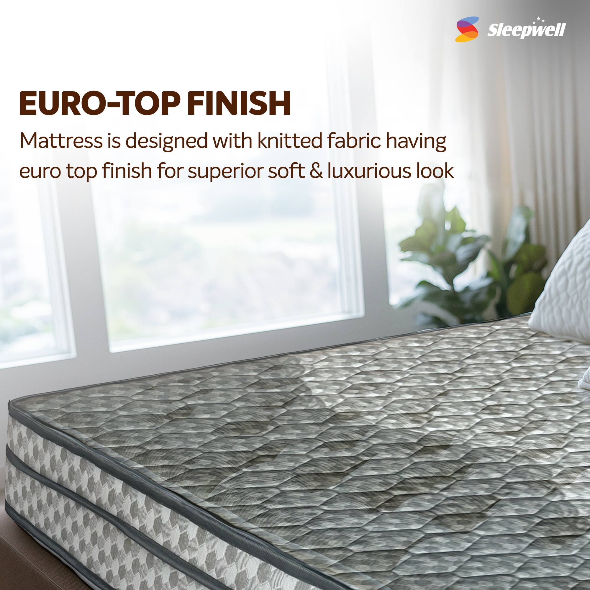 Sleepwell Ortho Pro Spring, Euro Top Finish, 3-zone pocket 8 inch Double Pocket Spring Mattress (L x W: 84 inch x 48 inch)