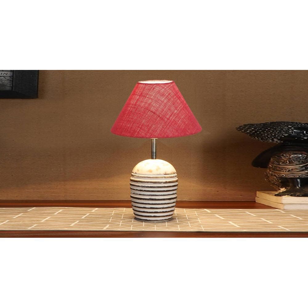 Pink Jute with White Brushed Wood Table Lamp