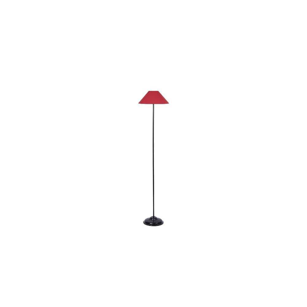 Mulan Red Fabric Floor Lamp with Black Iron Base