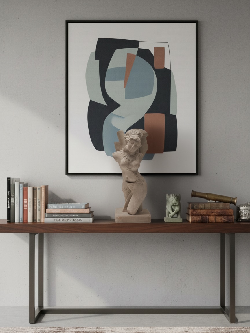 Graceful carved stone Shilabalika sculpture in traditional Indian art style