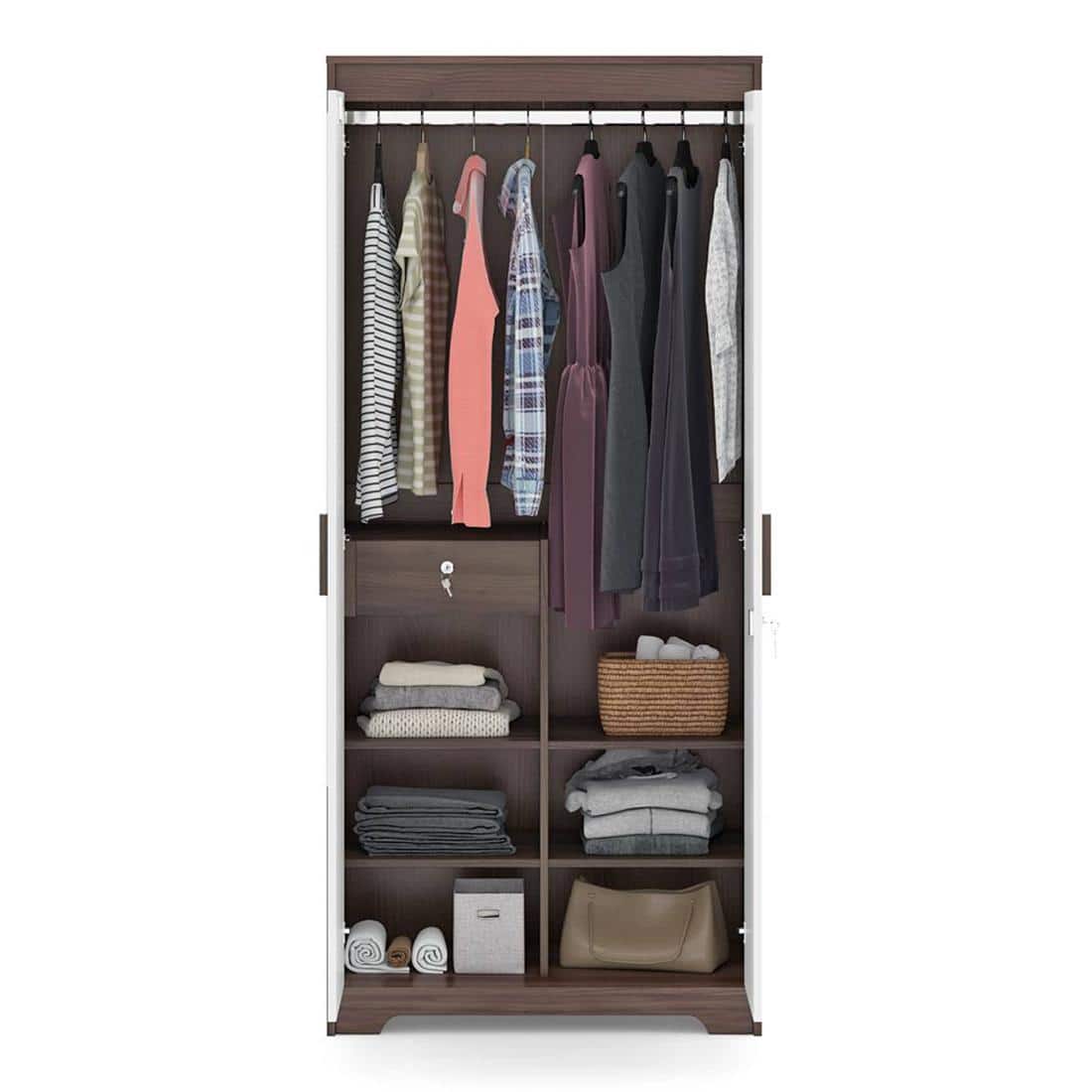 Miller 2 Door Wardrobe With Lock in Two Tone Finish