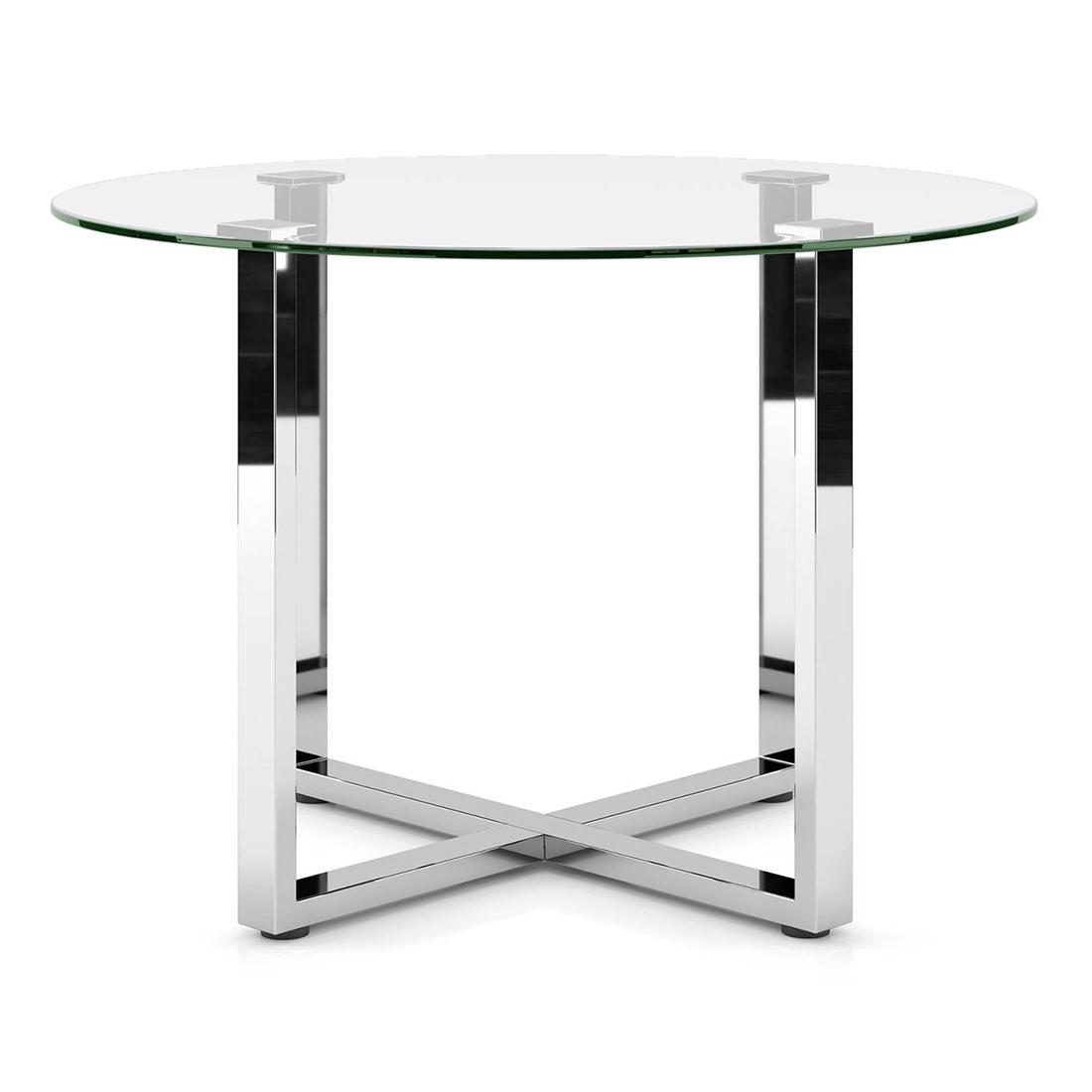 Sanchez 4 Seater Round Glass Top Dining Table