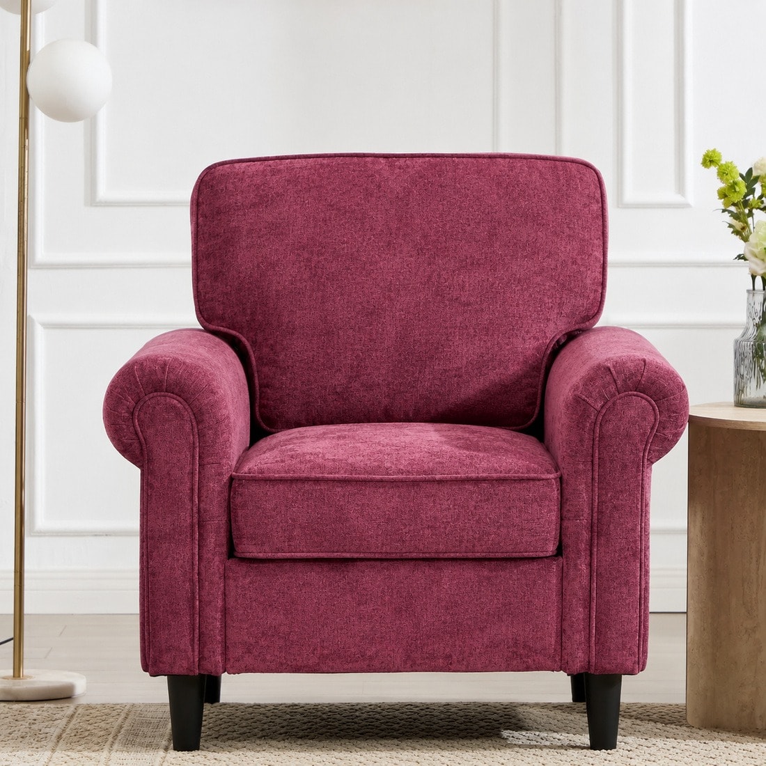 Aerial Boucle Arm Chair Wine Colour