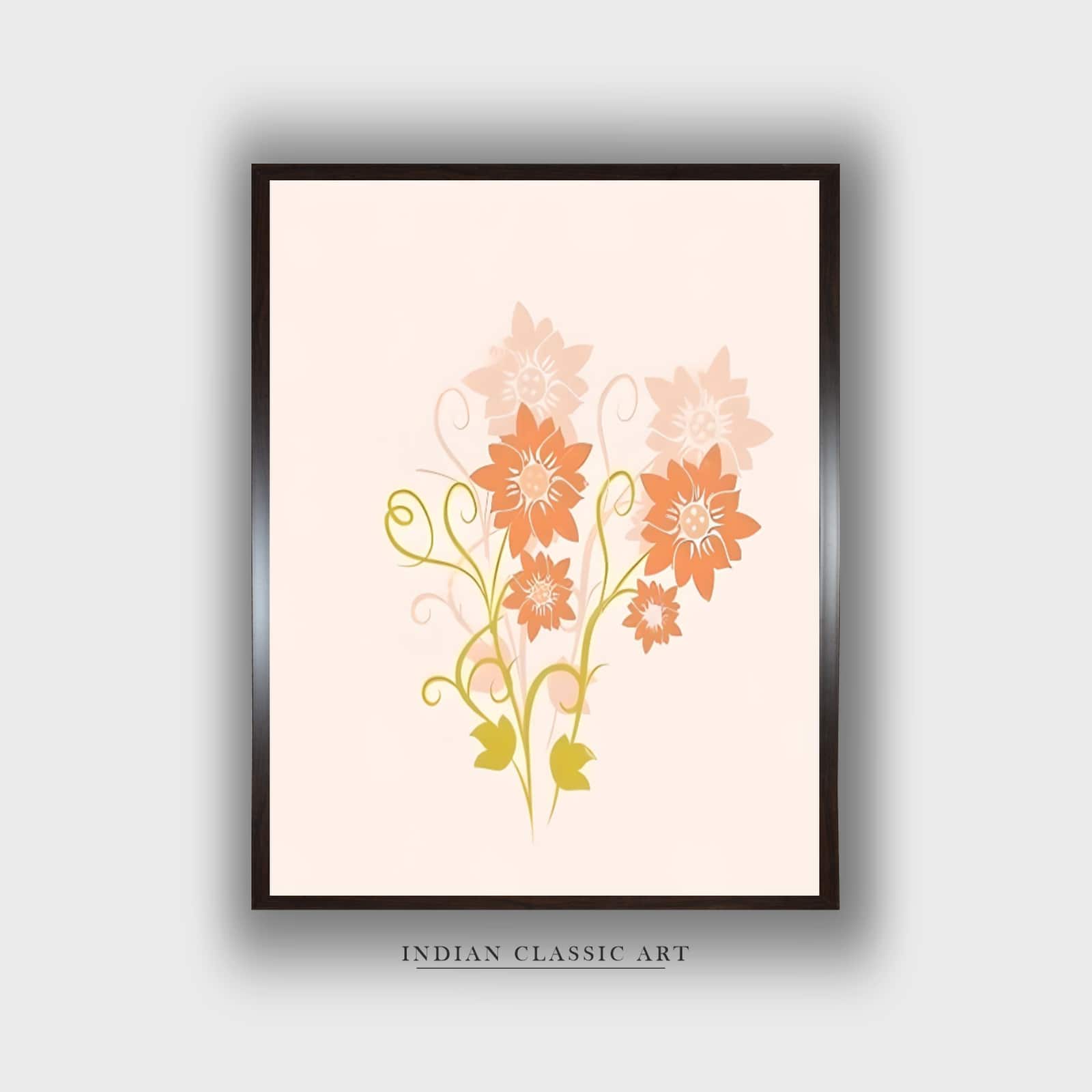White Brown Mughal Floral Canvas Wall Prints Canvas Wall Prints Set of 1 Multicolor Matte