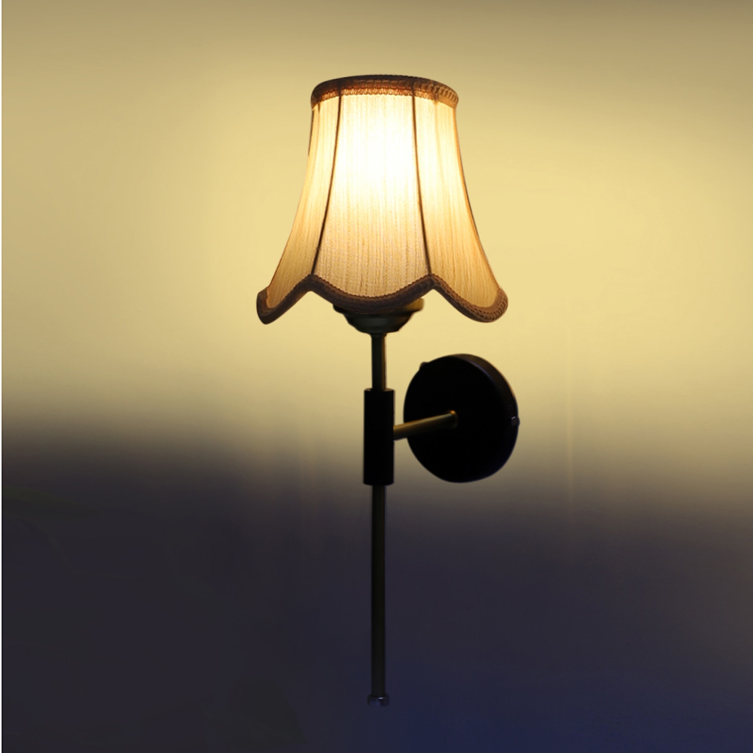 Devansh Metal Wall Mounted Lamp With Off-White Cotton Shade
