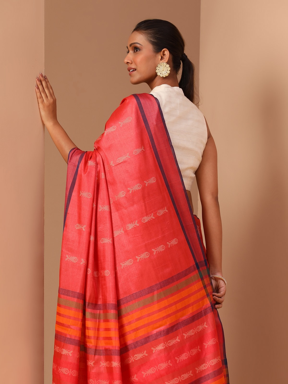 Rust Silk Extra-weft Saree