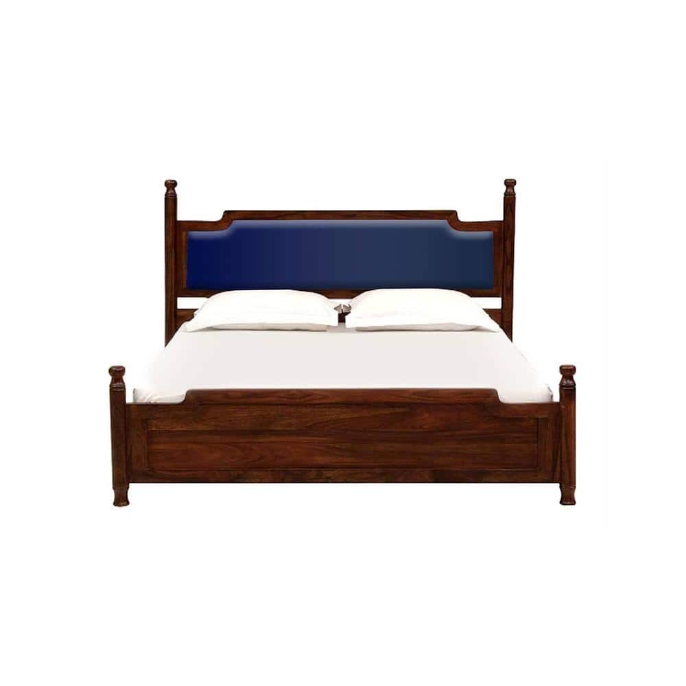 Domino Solid Wood King Size Non Storage Bed In Provincial Teak Finish