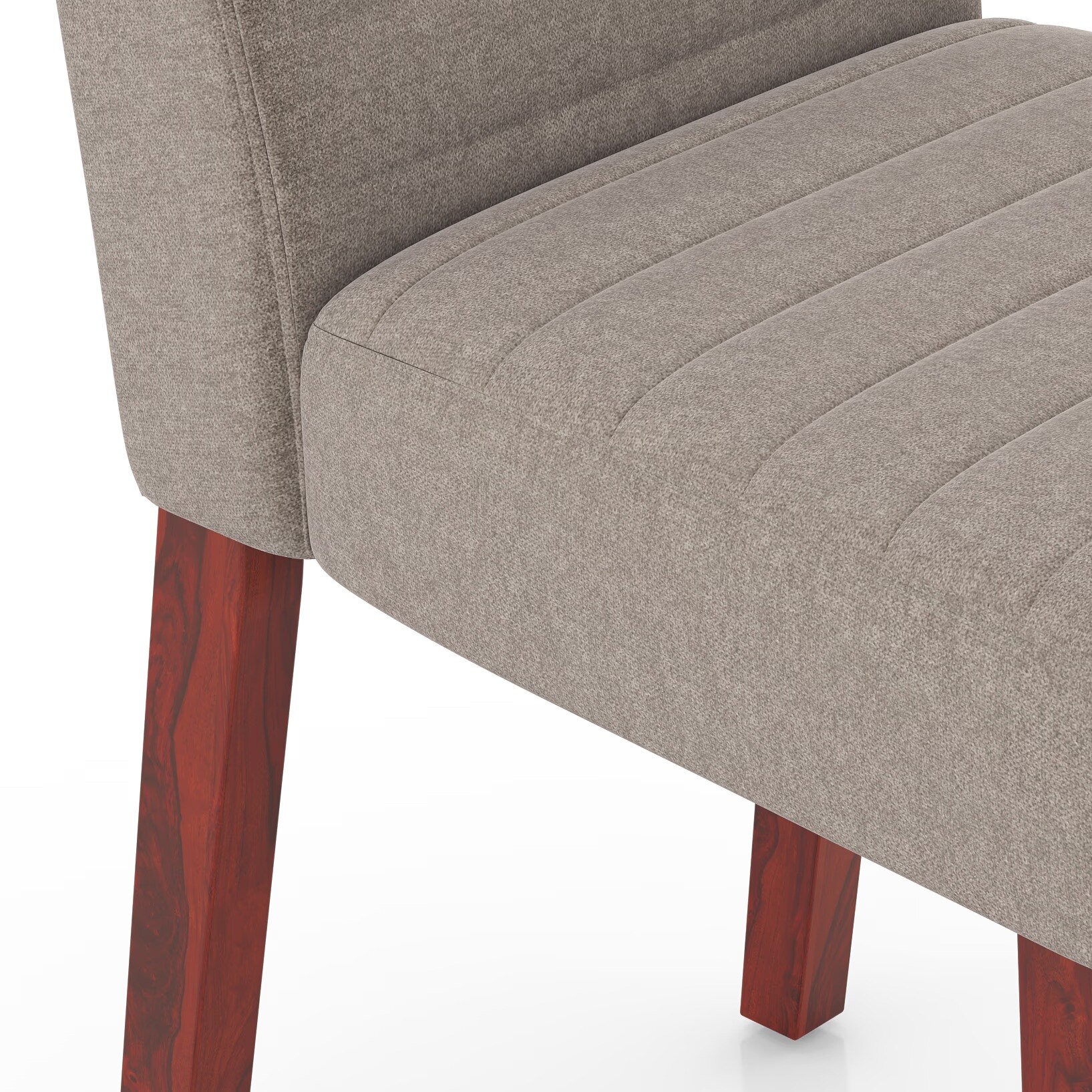 Atlas Solid Wood 6 Seater Compact Dining Table with set of 6 Ludo upholstered dining chair in Shitake Beige fabric