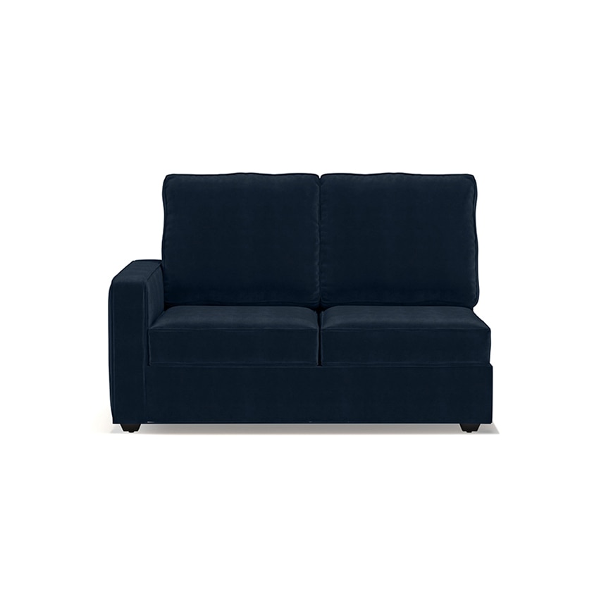Apollo Compact Sofa (Colour : Sea Port Blue Velvet, Cushion : Hard, Back Type : High Back, Seating Capacity : Right Aligned 2 Seater + Right Aligned Chaise + Ottoman)