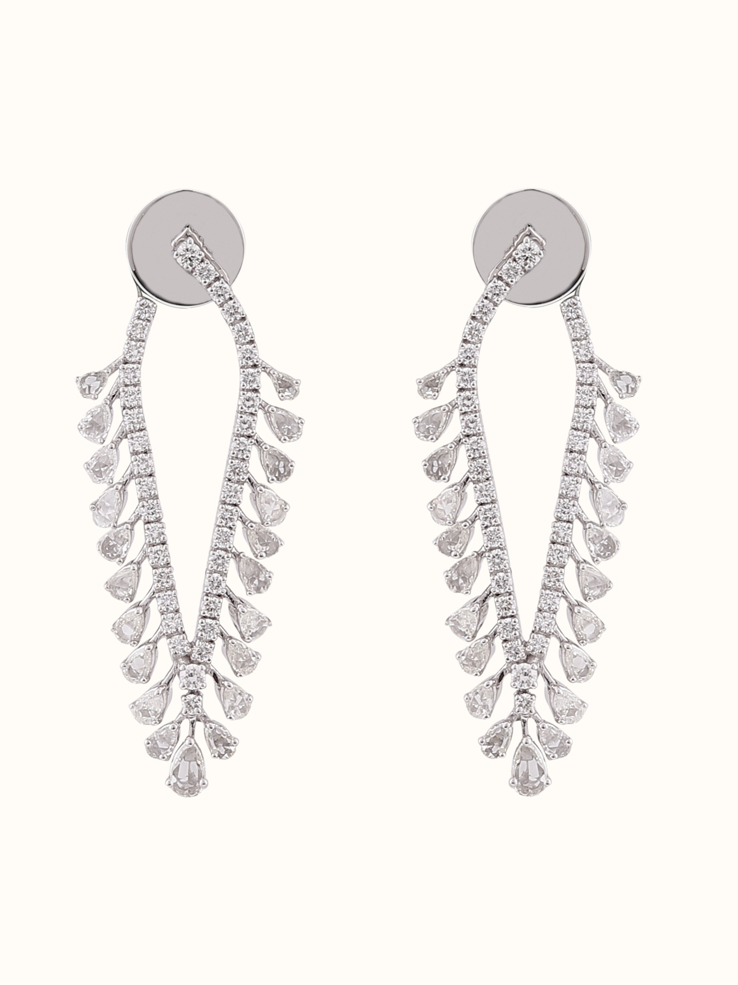 Rose Cut 18 Karat Gold Hoops