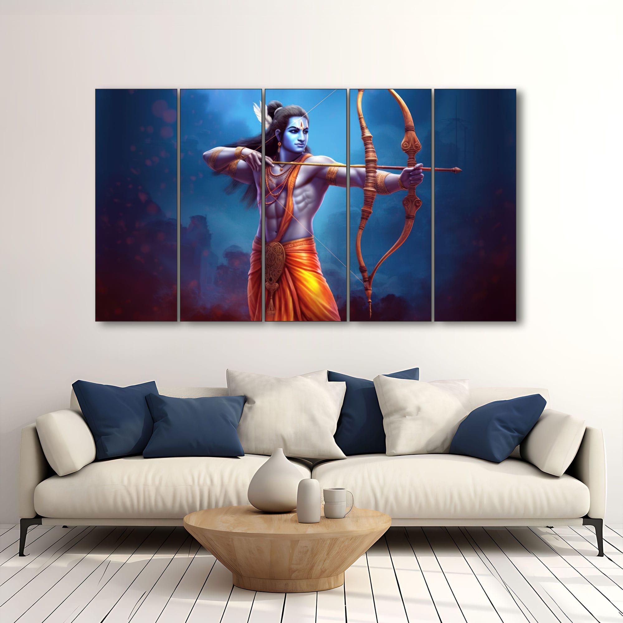 The Castle Decor Ram Ji Wall Painting Wooden Framed 27x48 Inch (Style 1) - The Castle Decor